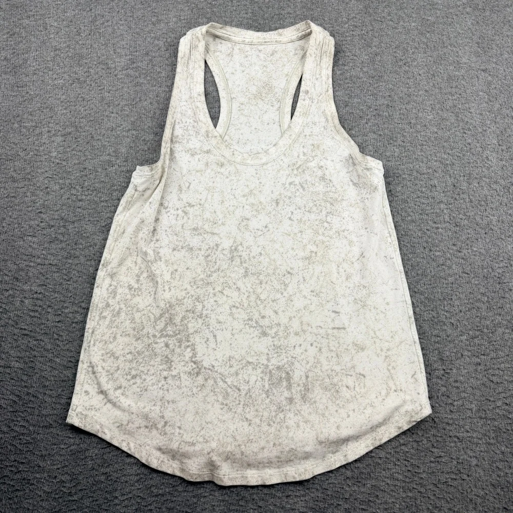 Lululemon Racerback Tank Top Gray White Marble Acid Wash Size 4 Activewear